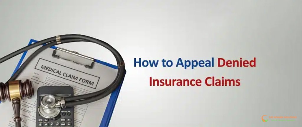 Medical claim form with stethoscope, calculator, and gavel next to headline on appealing denied insurance claims Appealing Denied Claims